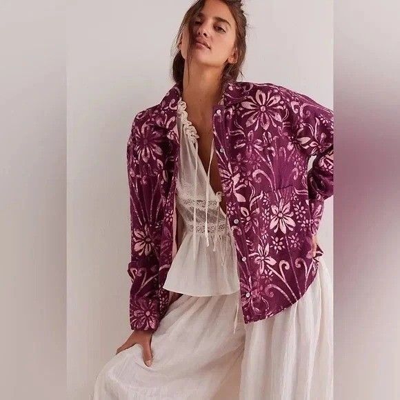 Free People Tops - Free People We The Free Calico Flannel Shirt Floral Printed Western L New 285366